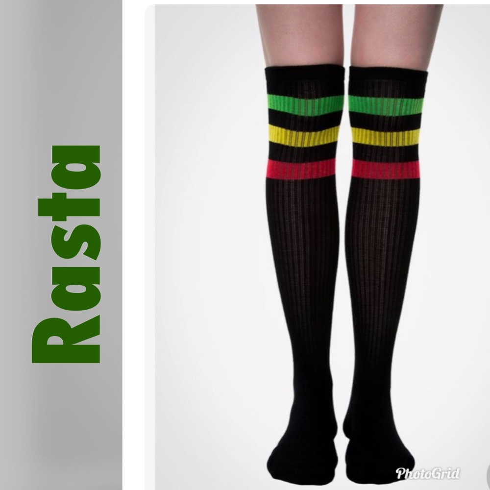 Rasta tri color over the knee socks